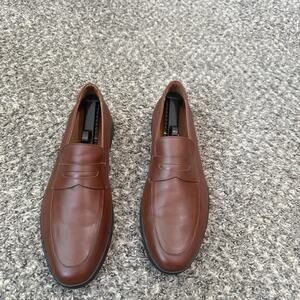 Jack Erwin Classic Penny Loafers 11.5 Brown Leather Slip On Shoes